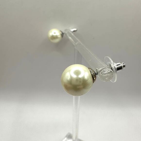 Faux Pearl Stud Earrings Pierced Preppy Minimalist Retro Summer Round Ball - Picture 5 of 7